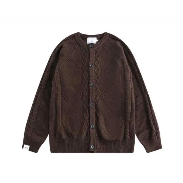 Winter New Solid Color Twist Round Neck Knitted Sweater Brown - Shop at LoveMi