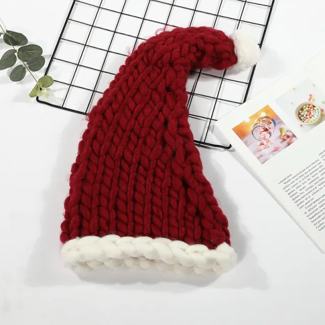 Christmas Plush Hat With Pompom Cute Winter Hat For Women Men Child Wine Red - Shop at LoveMi