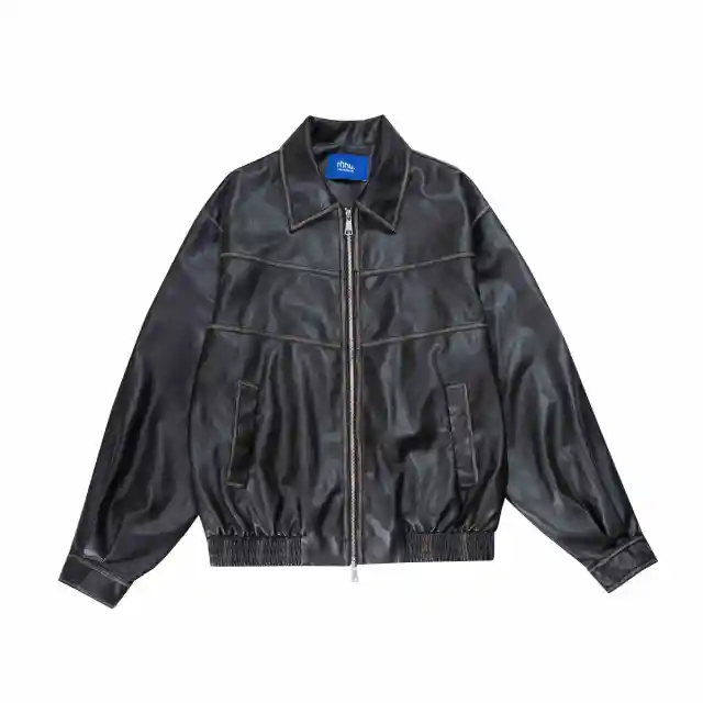Japanese Retro Motorcycle Leather Jacket Loose High Street Black - Shop at LoveMi