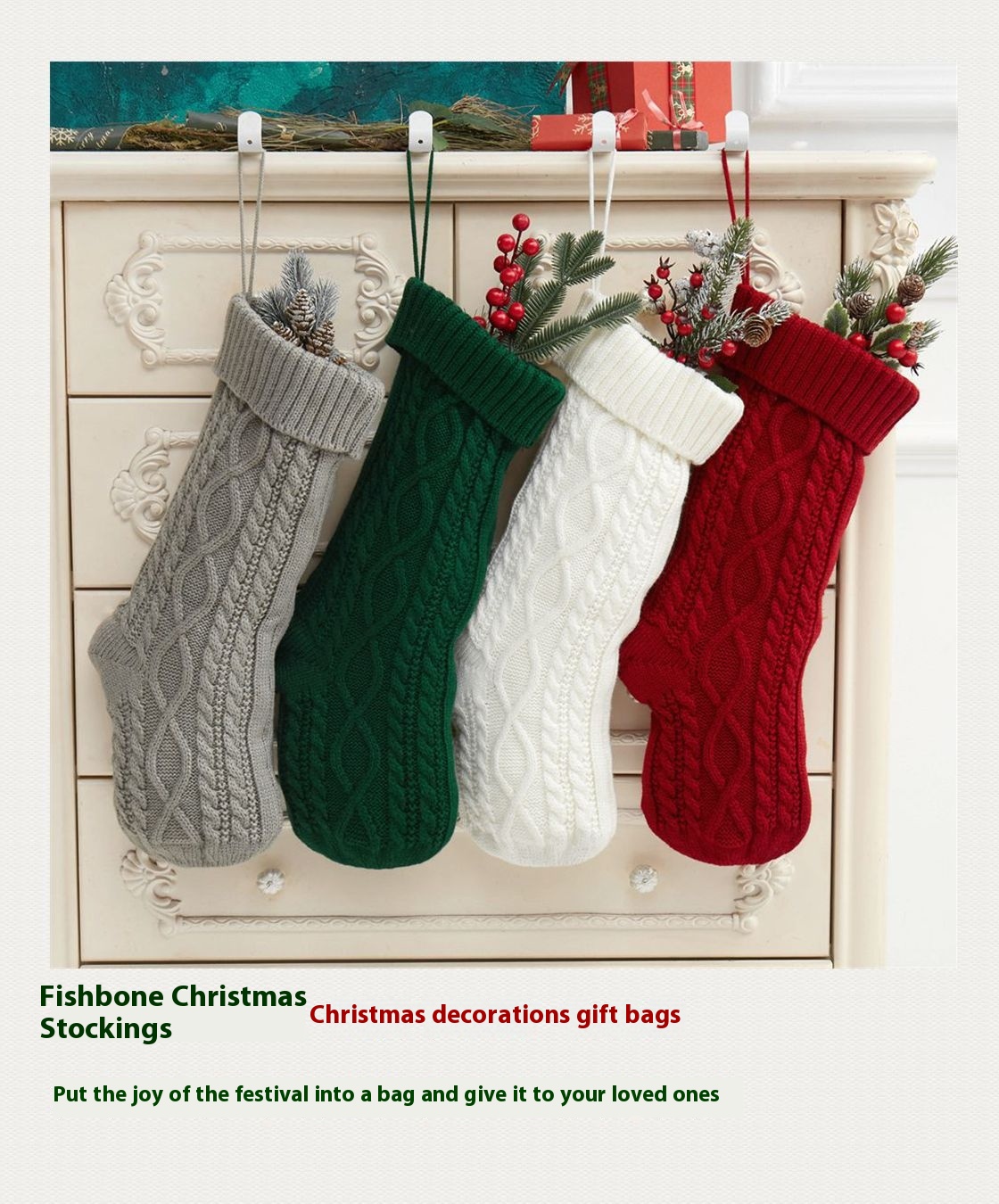 Title 1, Knitted Christmas Decorations Wool Socks Gift B...