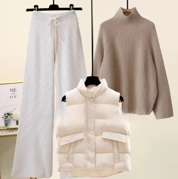 Age reducing Fashion Autumn And Winter New Suit Women Khaki Sweater3Set - Shop at LoveMi