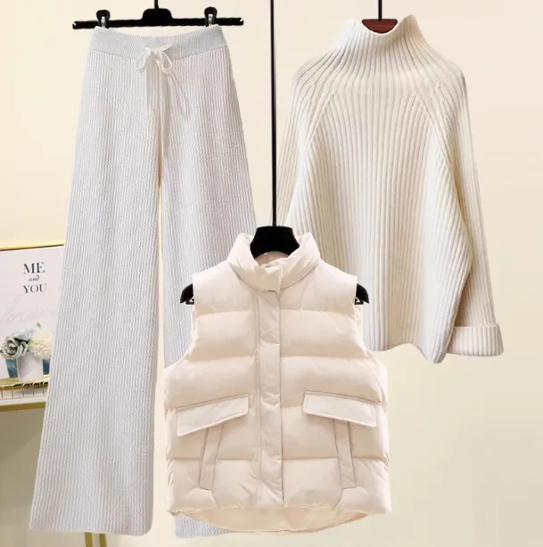 Age-reducing Fashion Autumn And Winter New Suit Women - Offwhite Sweater3Set