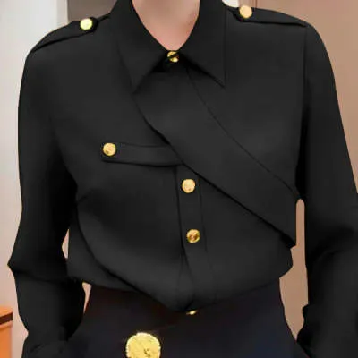 Clothes For Women Spring And Autumn This Year's Popular Shirt Outer Wear Irregular Design Special Interest Light Luxury Temperament Black - Shop at LoveMi