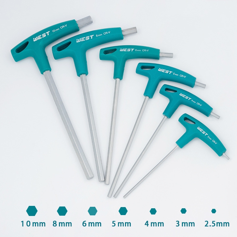 S2 Weihao T-type Allen Wrench L-type Double-headed Lengthened Rubber Handle Hexagon Socket Grip 7 Crutch Flat-headed Hexagonal Spoon