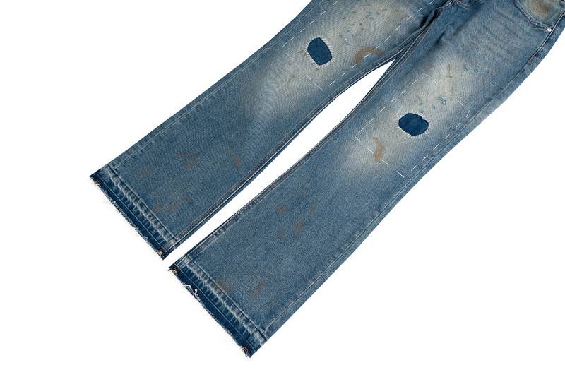 Title 12, Loose Wide Leg Distressed Patch Skinny Jeans