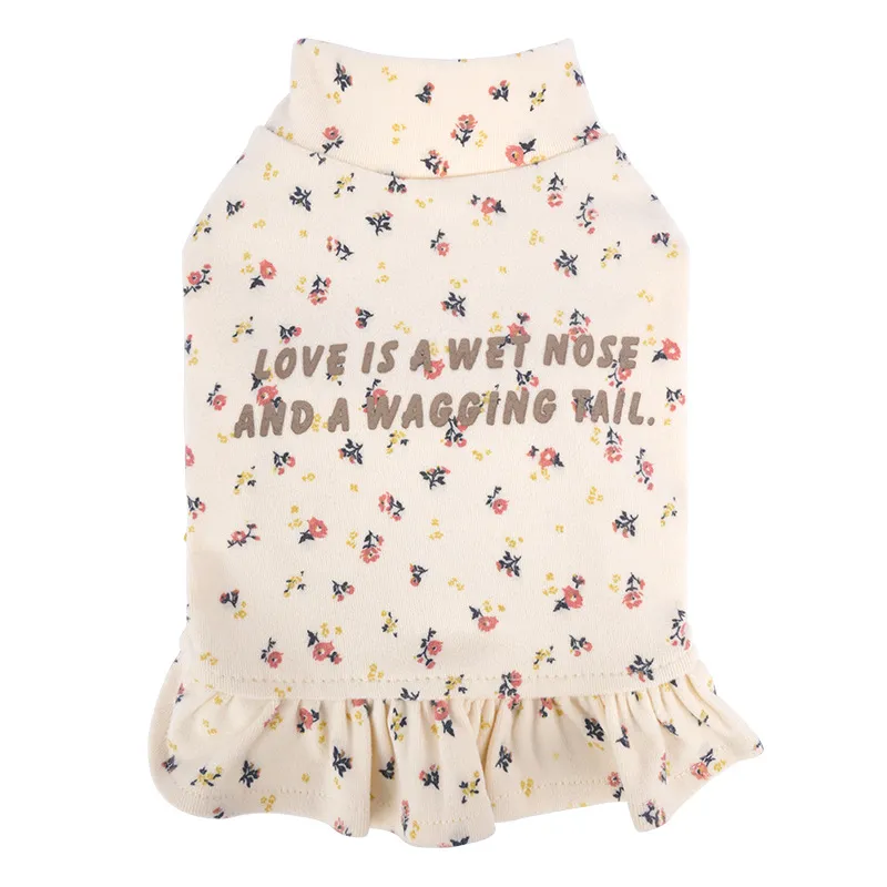 Pet Undershirt Teddy Bichon Thick Small Dog Outer Wear Floral Inner Wear Skirt - Apricot