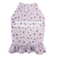 Pet Undershirt Teddy Bichon Thick Small Dog Outer Wear Floral Inner Wear Skirt - Light Purple - View 1