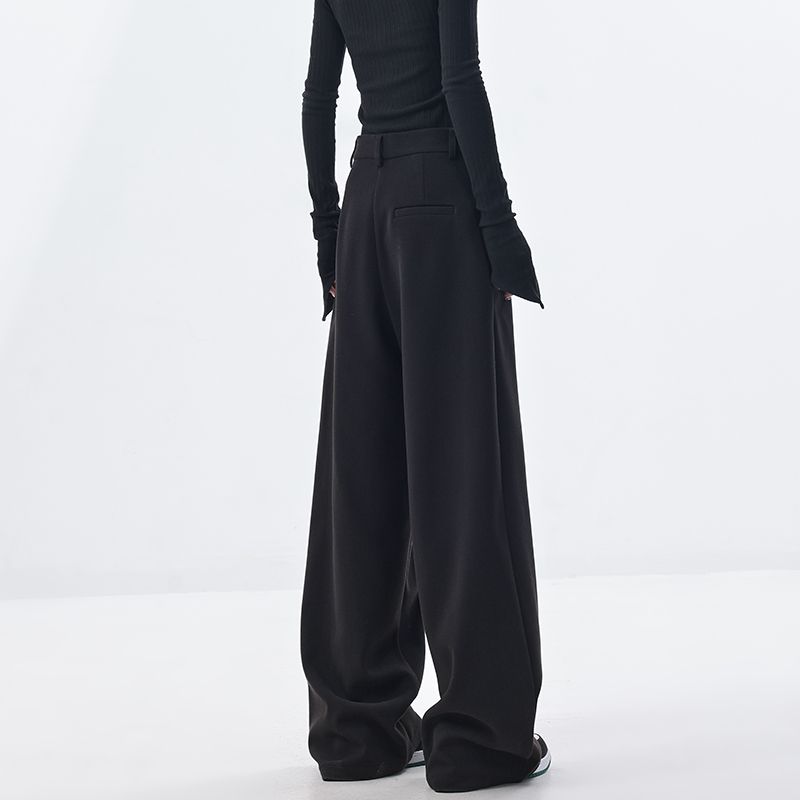Women's Loose Extended Black Wide-leg Suit Pants