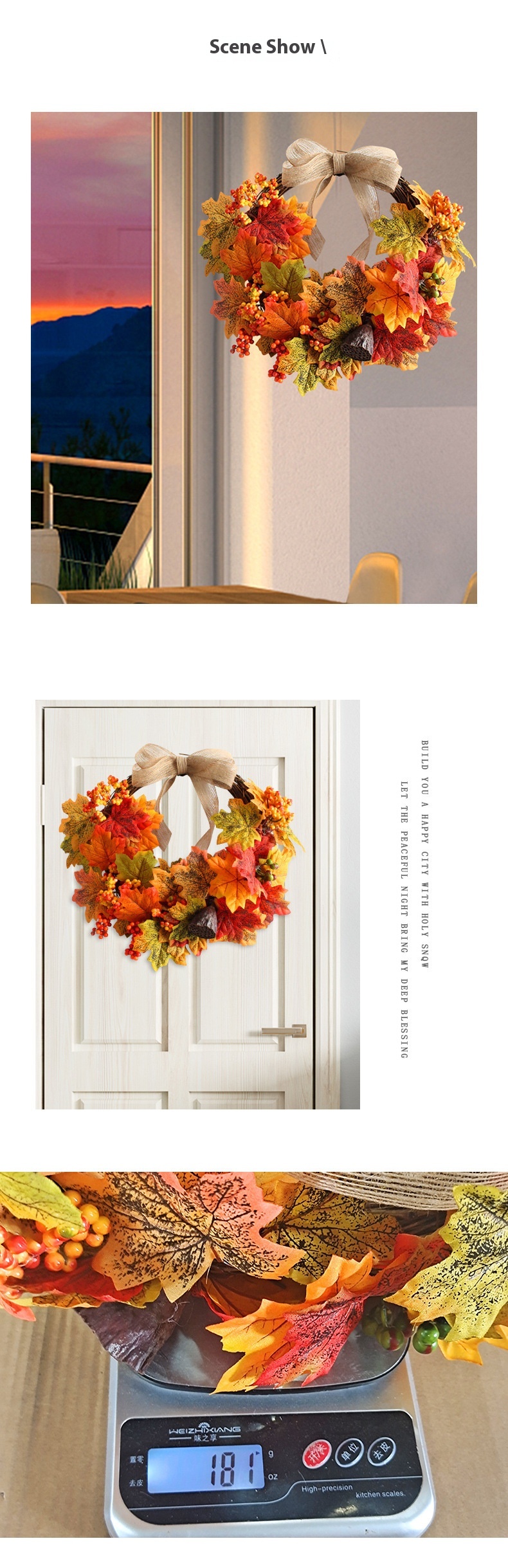 Title 3, Maple Leaf Garland Door Hanging Autumn Color Se...