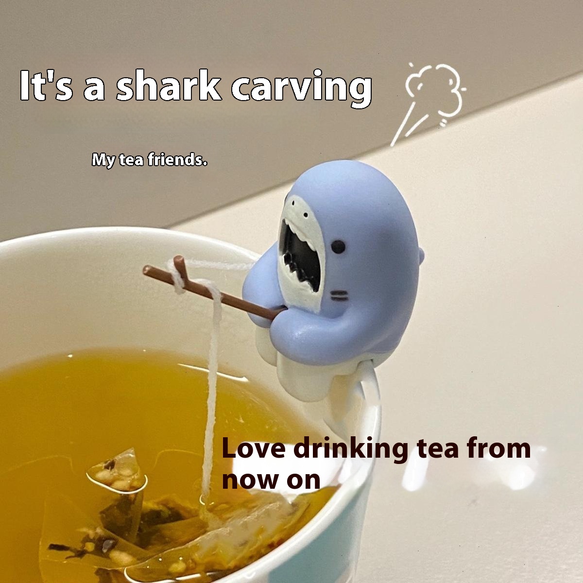 鲨钓公仔小鲨鱼泡茶泡茶器边缘茶包杯挂可爱懒人过滤器