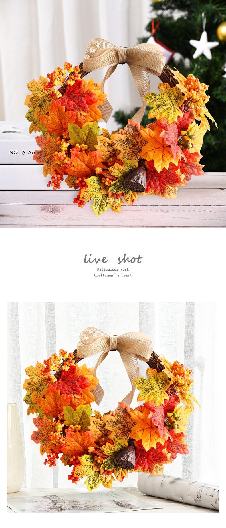 Title 1, Maple Leaf Garland Door Hanging Autumn Color Se...