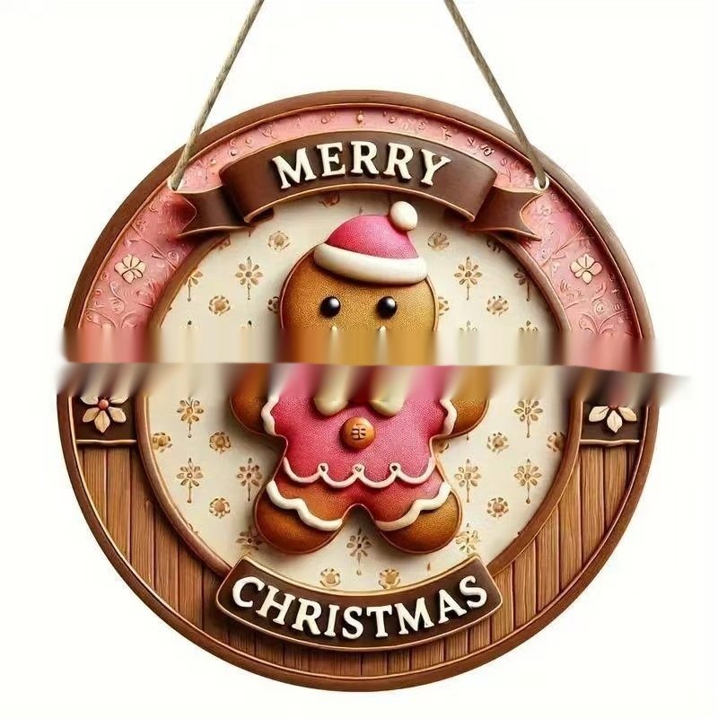 Title 7, Christmas Winter Gingerbread Man Door Plate Orn...