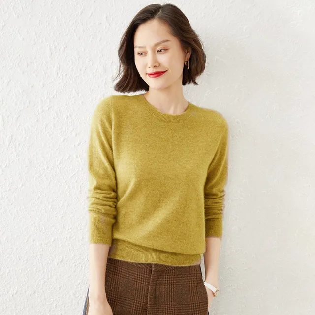Round Neck Bottoming Shirt Long Sleeve Pullover Yellow - Shop at LoveMi