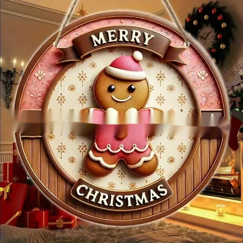 Title 10, Christmas Winter Gingerbread Man Door Plate Orn...