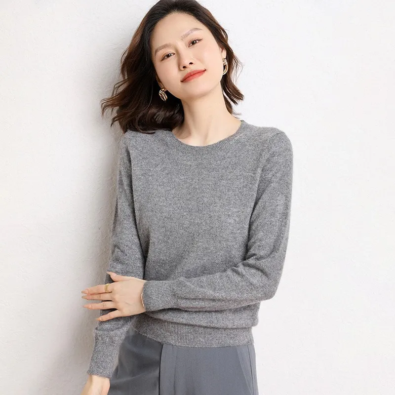 Round Neck Bottoming Shirt Long Sleeve Pullover - Dark Grey