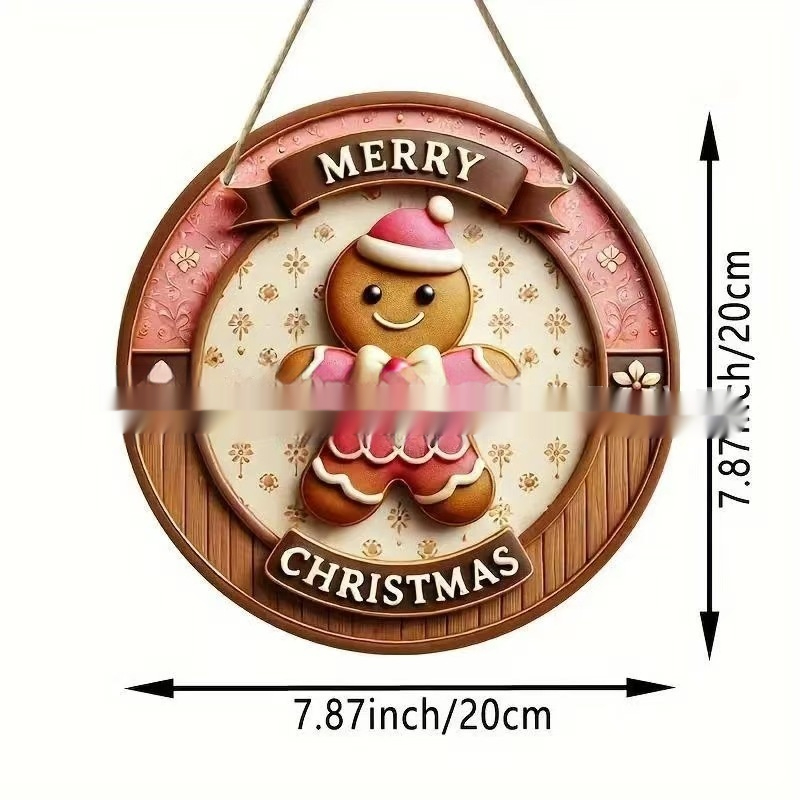 Title 4, Christmas Winter Gingerbread Man Door Plate Orn...