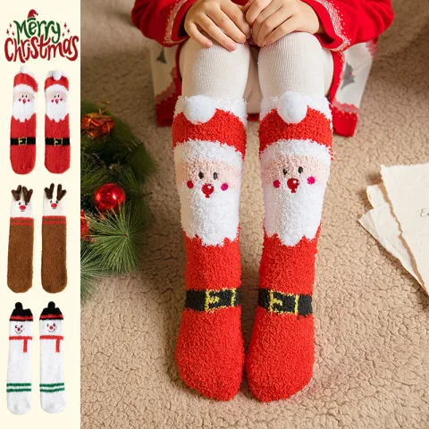 Child Christmas Socks Winter No-shedding Cute Elk Elk Santa