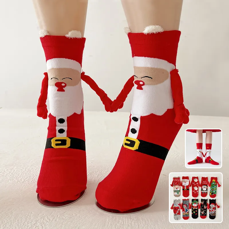 Christmas Magnetic Socks Cute Elk Santa Claus
