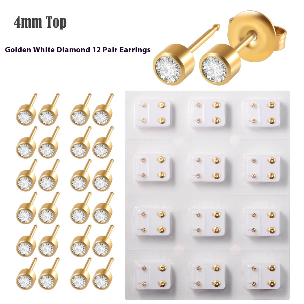 4mm Gold White Diamond