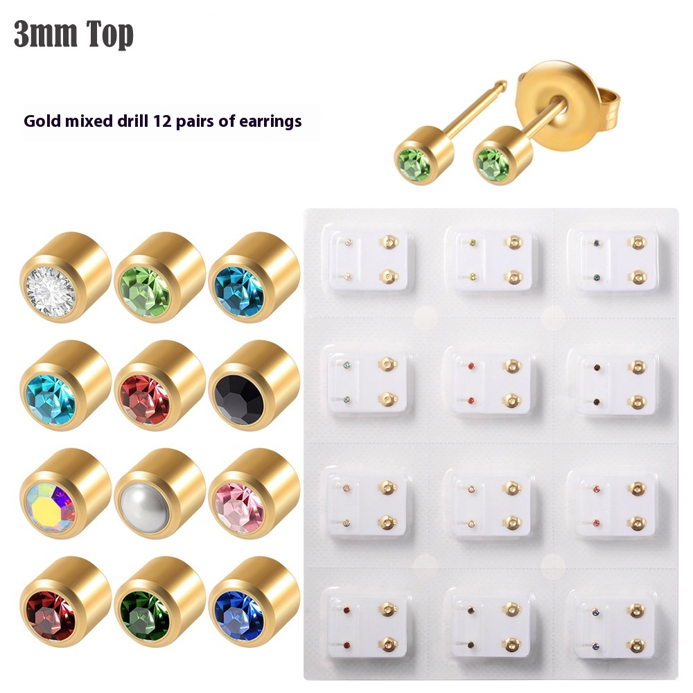 3mm Gold Mixed Rhinestone