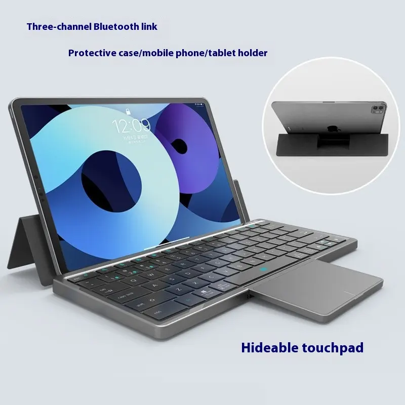 Three-in-one Wireless Bluetooth Touch Pad Keyboard Leather