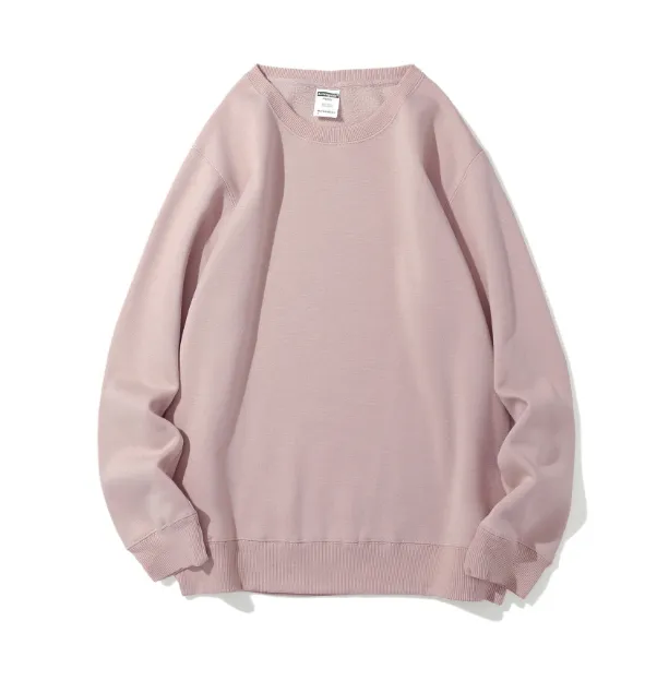 Polar Fleece Round Neck Sweater Fleece lined Light Board Candy Color Long sleeved Thickened Coat Dirty Powder - Shop at LoveMi