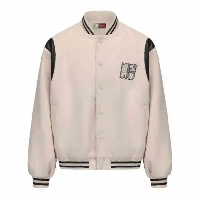 Contrast Color Embroidered Couple's Baseball Uniform Jacket Coat White - Shop at LoveMi