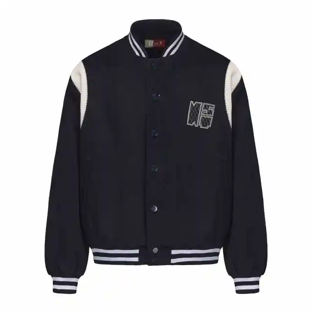 Contrast Color Embroidered Couple's Baseball Uniform Jacket Coat Dark Blue - Shop at LoveMi