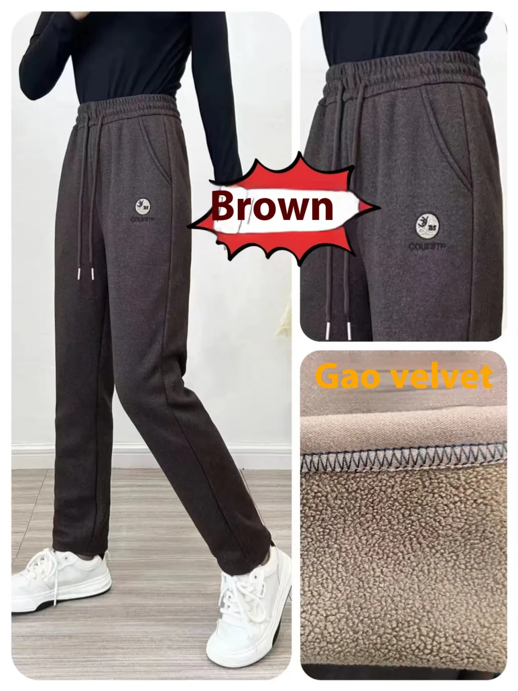Loose Casual Pants High Waist Straight Women's Pants - Brown