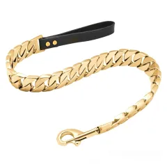 32MM Stainless Steel Cast Titanium Steel Dog Leash Gold Large Dog Hand Holding Rope - Gold - View 1