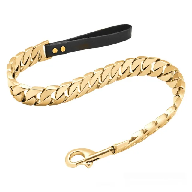 32MM Stainless Steel Cast Titanium Steel Dog Leash Gold Large Dog Hand Holding Rope Gold - Shop at LoveMi