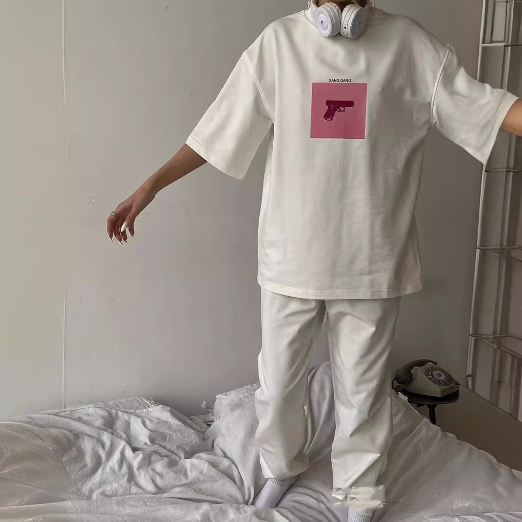 Printed T-shirt Women's Loose Round Neck Cotton Short Sleeve Top