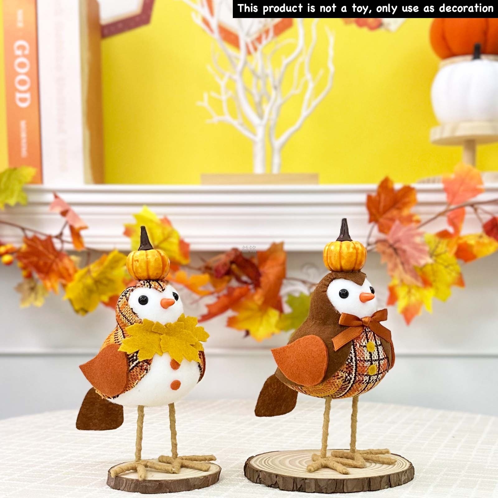 Title 1, Decoration Maple Leaf Pumpkin Bird Figurine Dol...