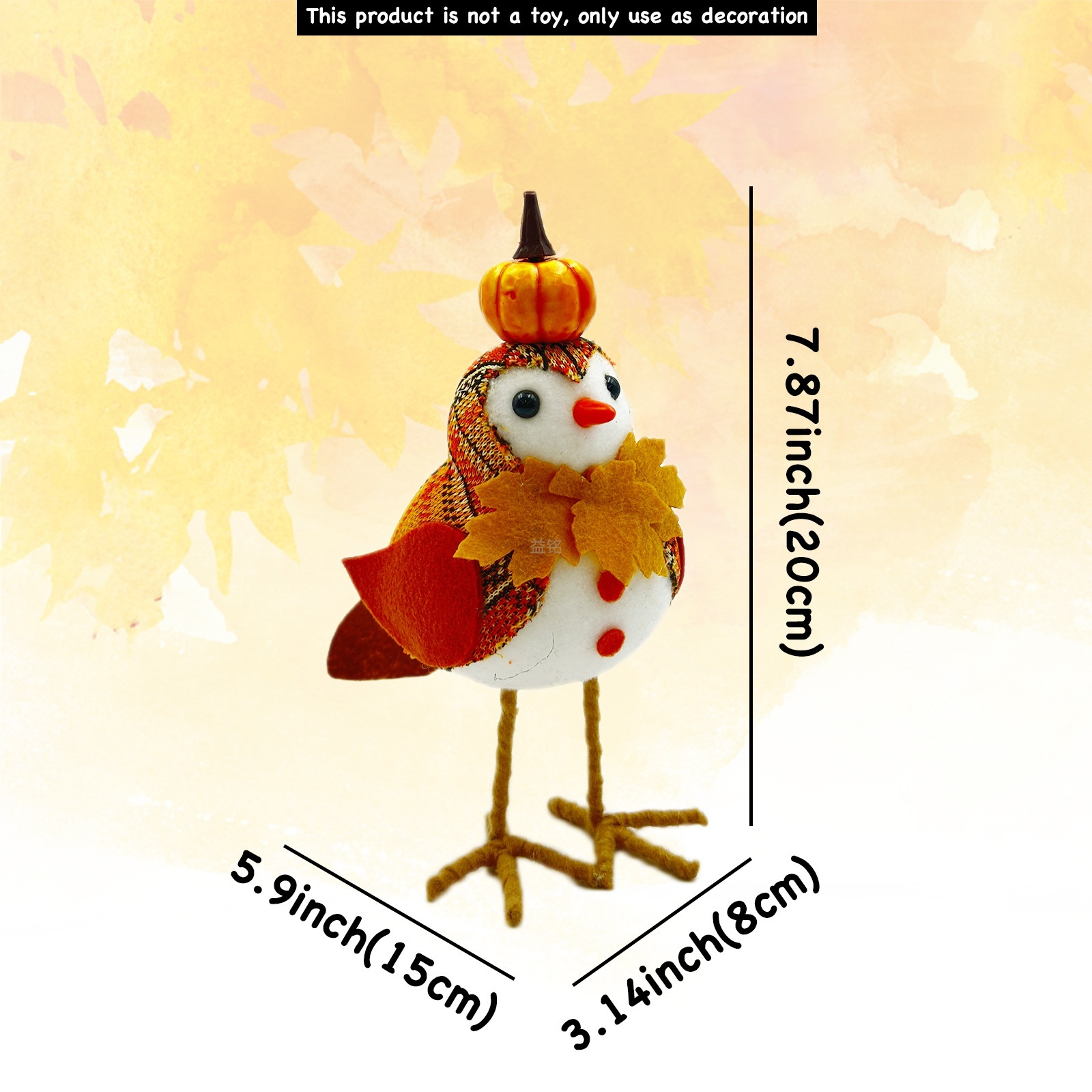 Title 2, Decoration Maple Leaf Pumpkin Bird Figurine Dol...