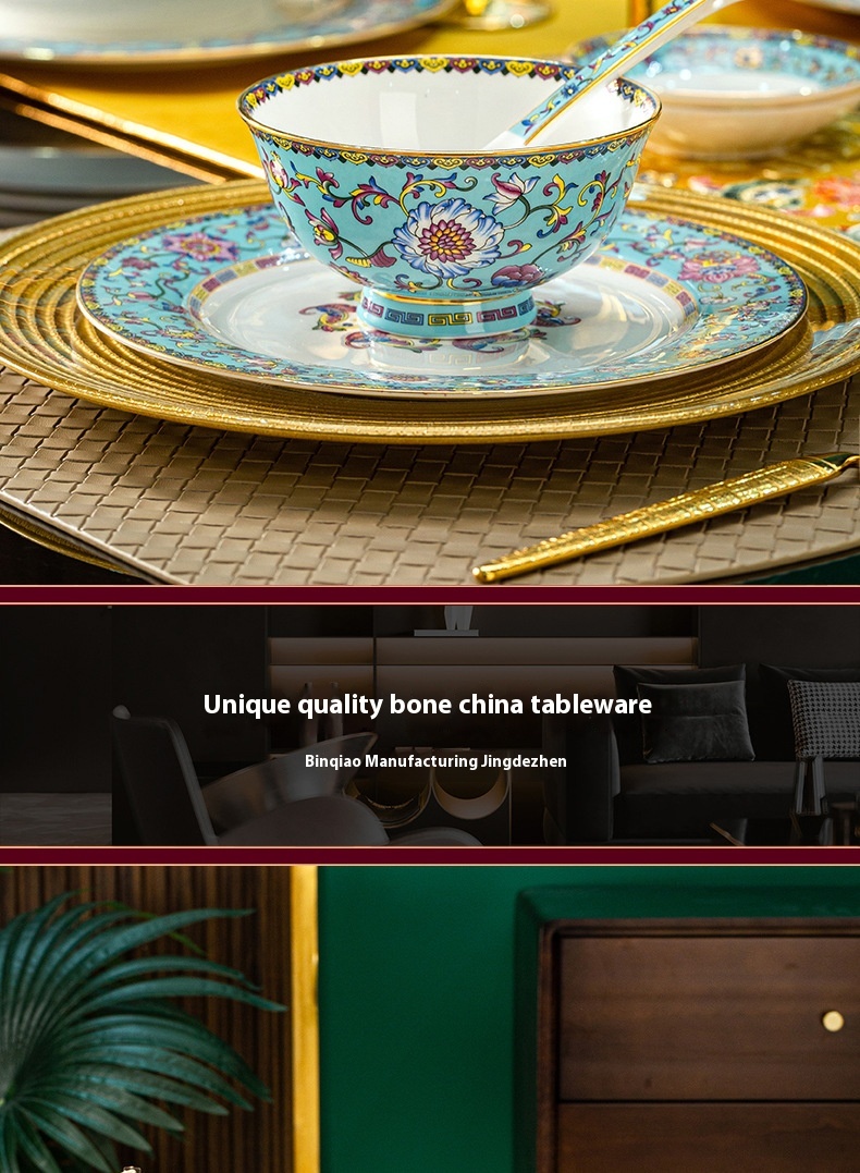 Title 7, Household Style Enamel Bone China Tableware Set