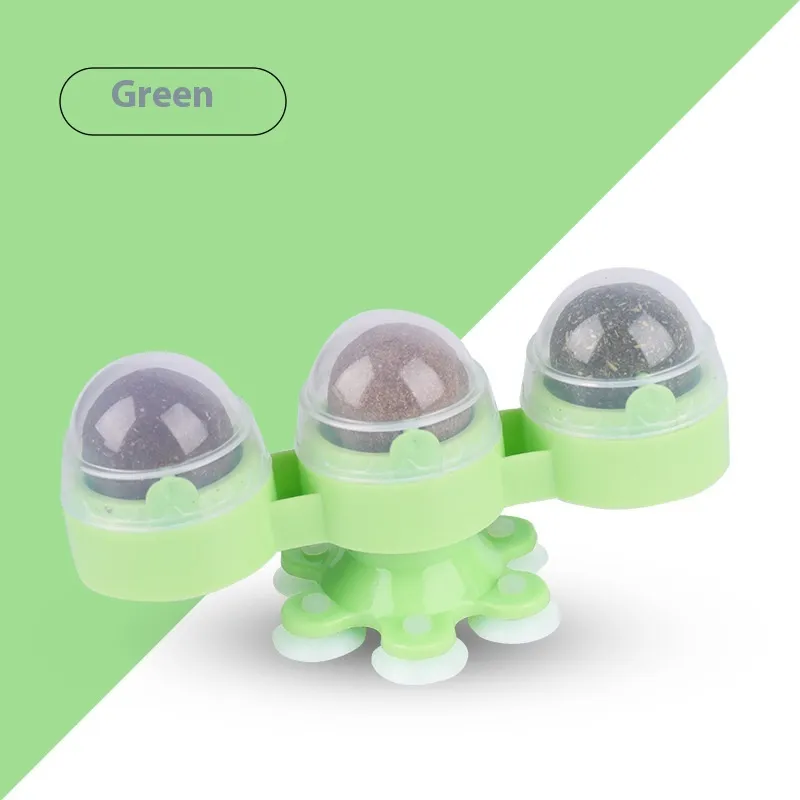 New Three-piece Catnip Ball Rotating Windmill - Green