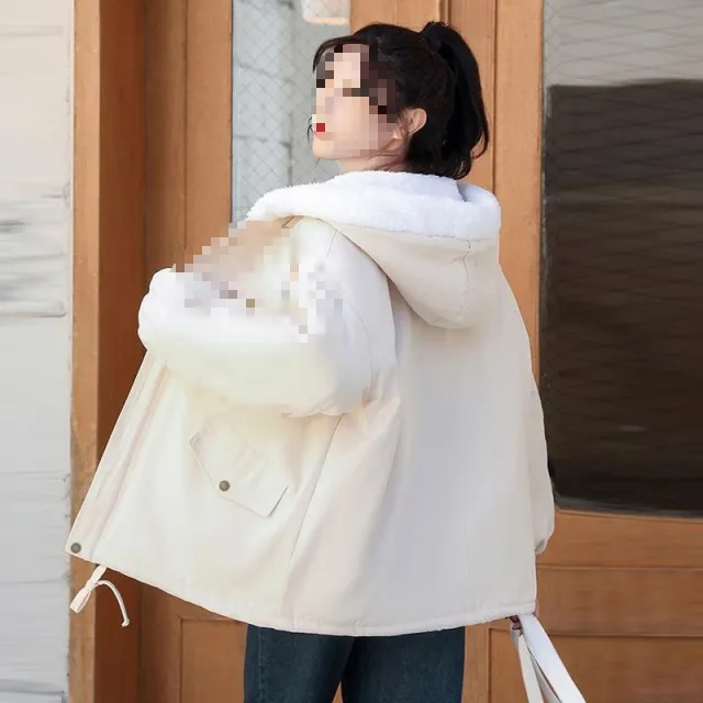 Young Girls' Winter Wear Cotton padded Clothes Fleece lined Thickened Coat Apricot - Shop at LoveMi