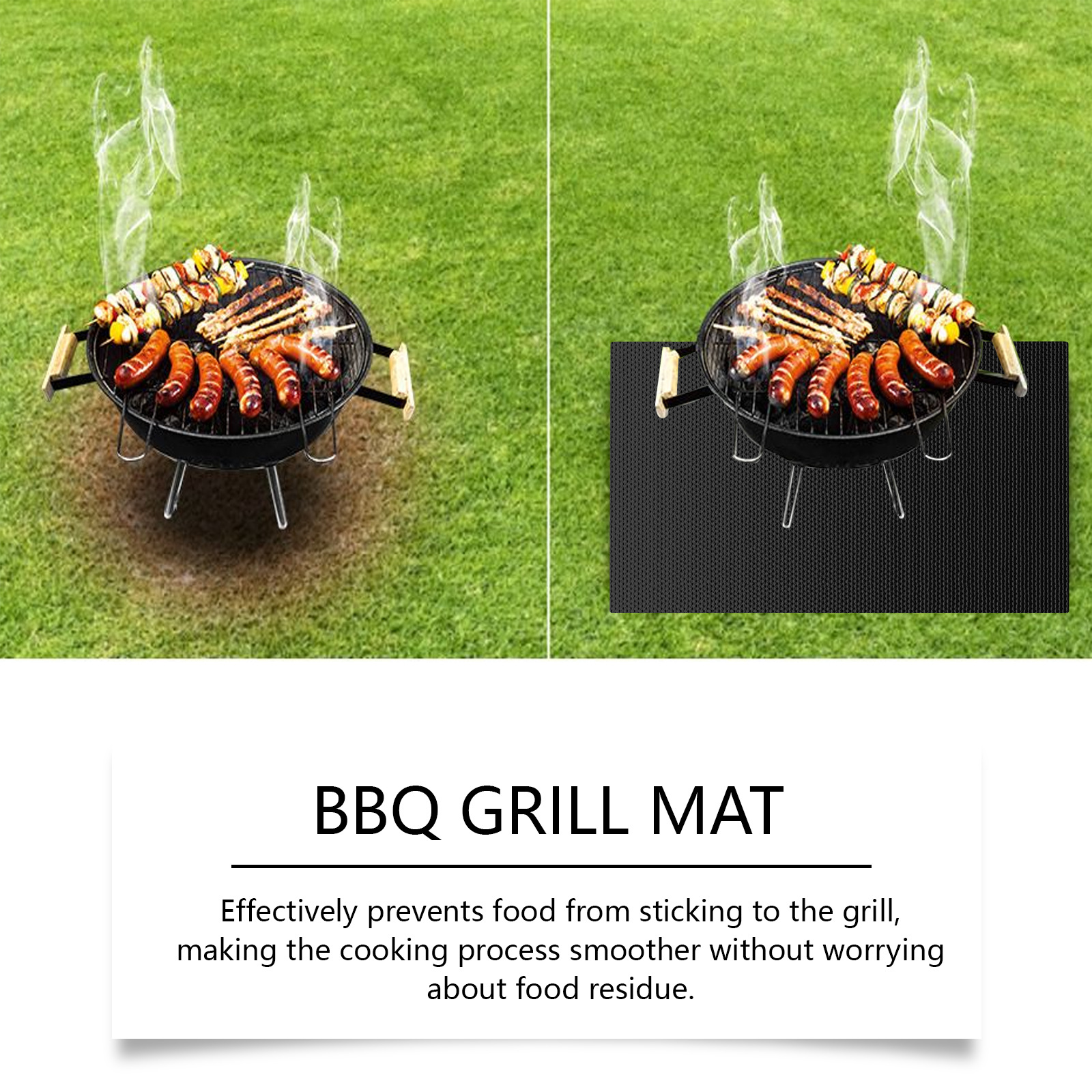 Title 5, Easy To Clean Non-stick Barbecue Mat Outdoor Ba...