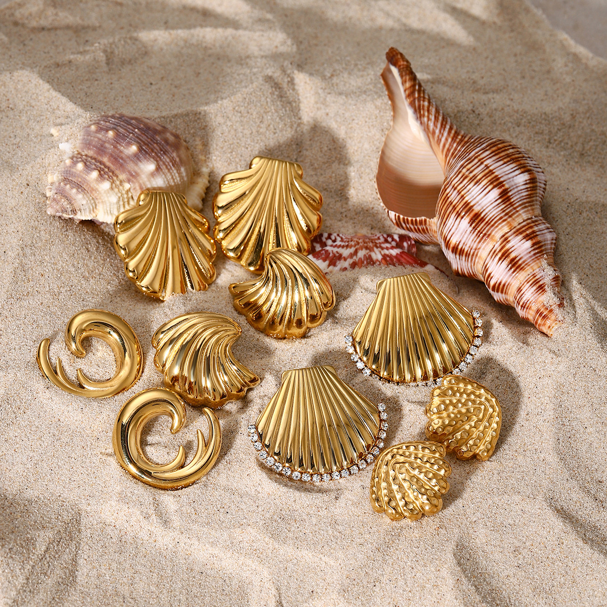 Shell Stainless Steel Beach Wind Titanium Steel Earrings
