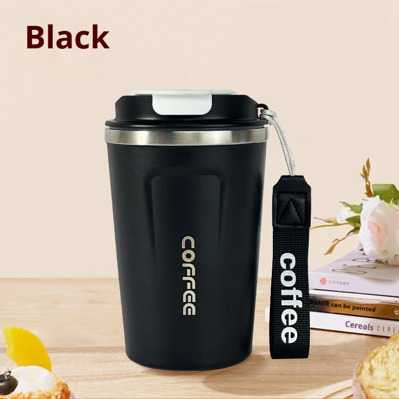 Double-layer Vacuum Cup Coffee Cup 304 Stainless Steel - Black