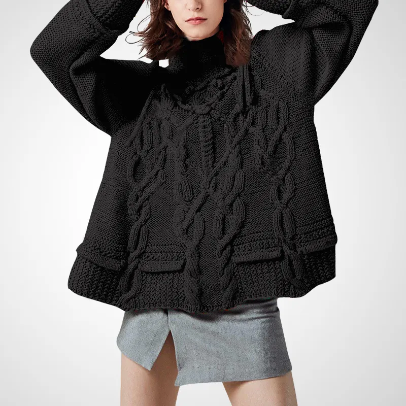 Autumn New Loose And Lazy Style Elegant Wool Sweater - Black
