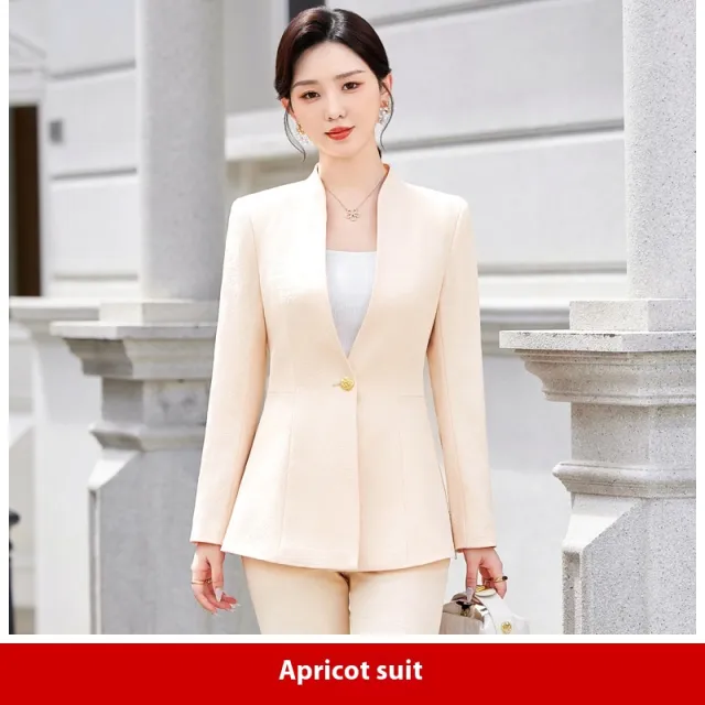 Female Autumn And Winter Long Sleeves Fashionable Suit Apricot Coat - Shop at LoveMi