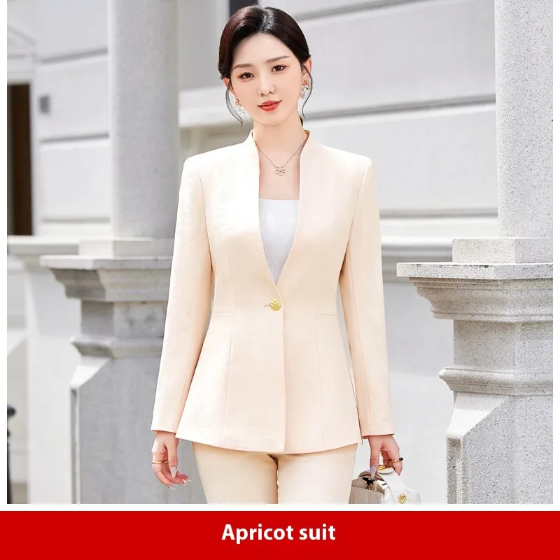 Female Autumn And Winter Long Sleeves Fashionable Suit - Apricot Coat