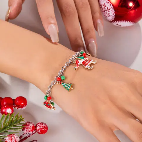 Personalized Christmas Bracelet Tree Santa Claus Pendant for Women