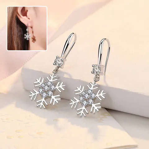 Temperament Snowflake Earrings with Rhinestones Fashion Personalized Christmas