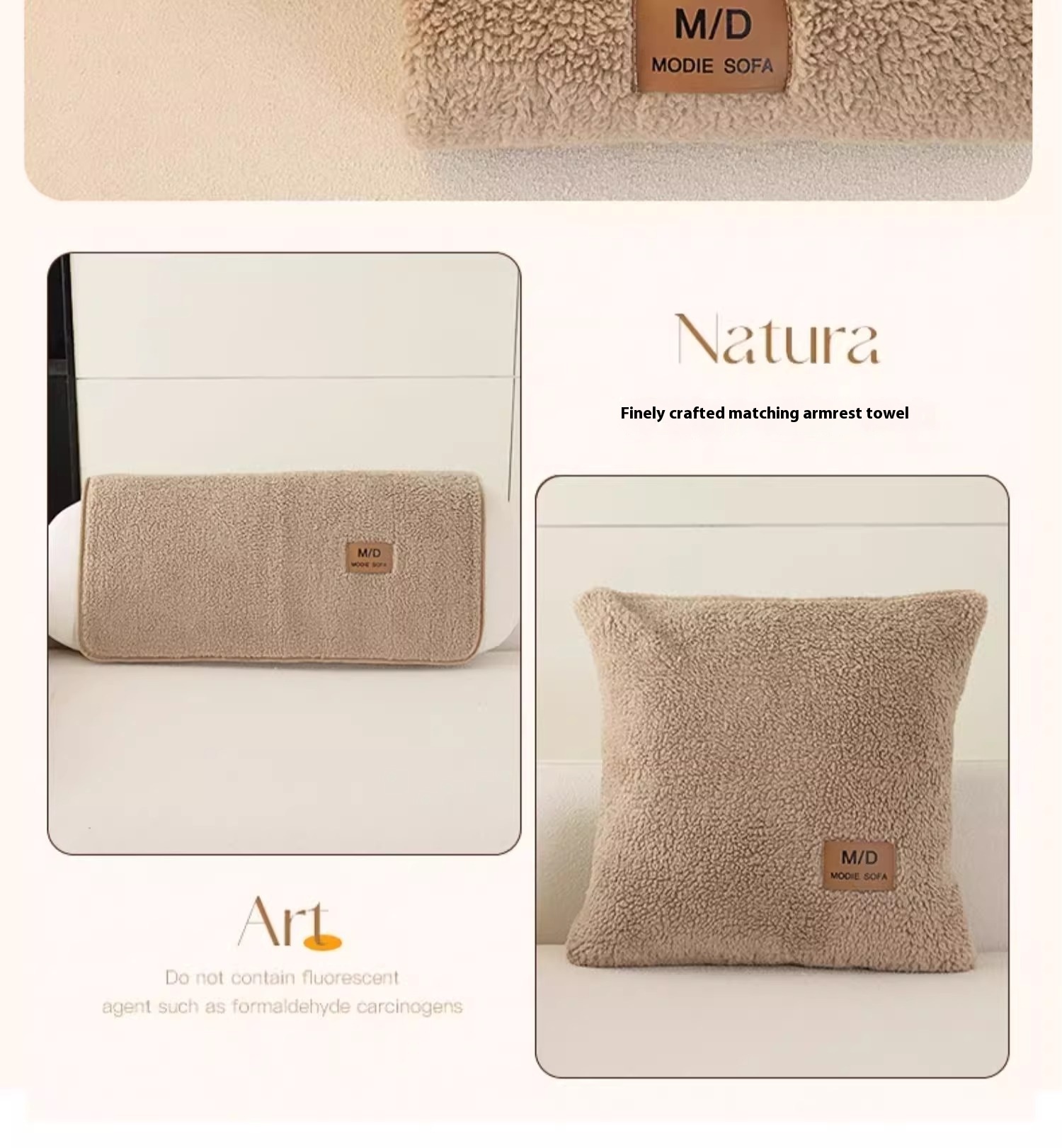 Title 5, Lambswool Sofa Cushion Solid Color Non-slip Sof...