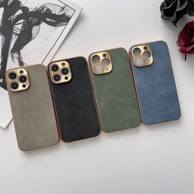 Electroplated Sheepskin Phone Case Metal Lens Fall Protection Case