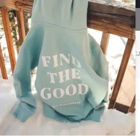 Brushed Hoody Plain Letter Printed Hoodie Light Blue - Shop at LoveMi