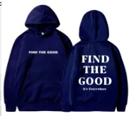 Brushed Hoody Plain Letter Printed Hoodie - Navy Blue