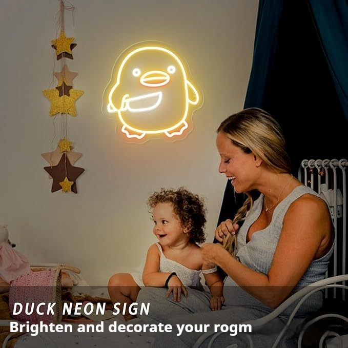 Title 2, Duck Neon LED Light Dimmable Game Room Wall Dec...